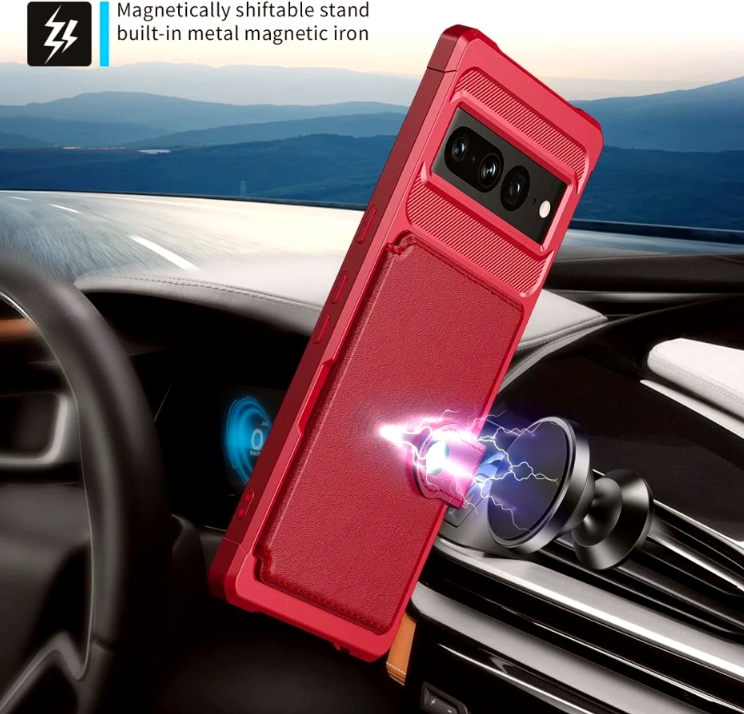 HappyCase 3 σε 1 - Θήκη Σιλικόνης με Ενσωματωμένο PU Πορτοφόλι - Google Pixel 7 Pro - Red (8719246420641)