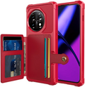 HappyCase 3 σε 1 - Θήκη Σιλικόνης με Ενσωματωμένο PU Πορτοφόλι - OnePlus 11 - Red (8719246420689)