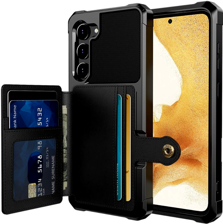 HappyCase 3 σε 1 - Θήκη Σιλικόνης με Ενσωματωμένο PU Πορτοφόλι - Samsung Galaxy S23 - Black (8719246382062)