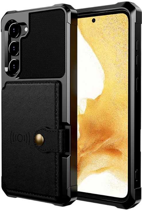 HappyCase 3 σε 1 - Θήκη Σιλικόνης με Ενσωματωμένο PU Πορτοφόλι - Samsung Galaxy S23 - Black (8719246382062)
