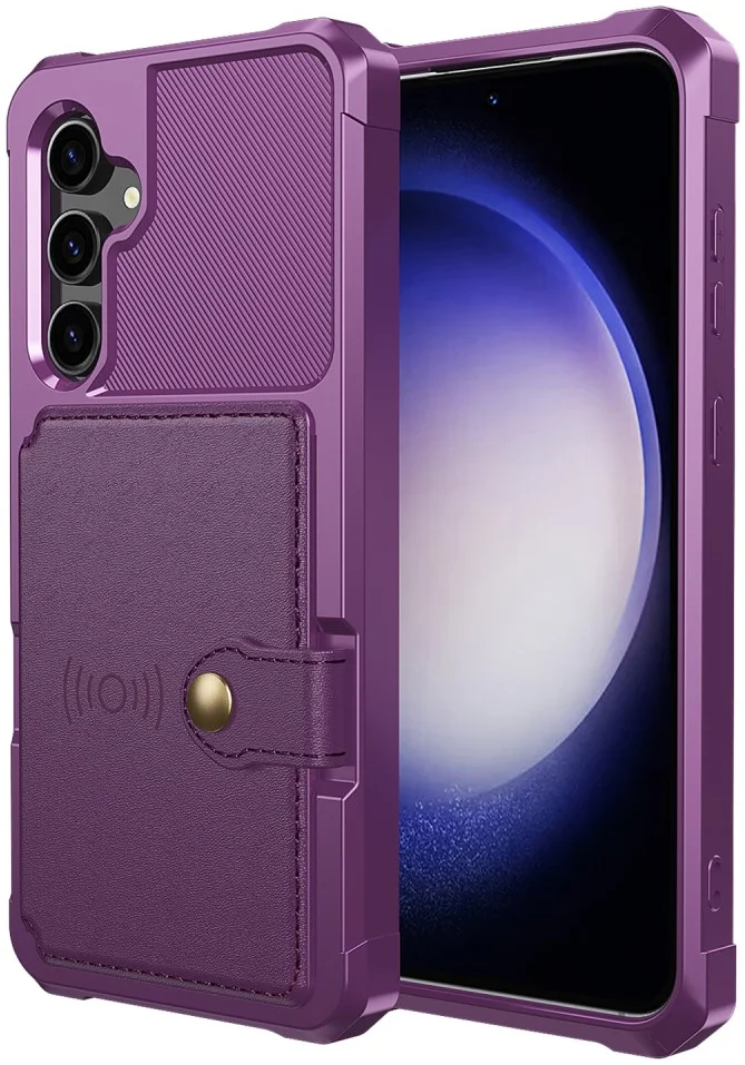 HappyCase 3 σε 1 - Θήκη Σιλικόνης με Ενσωματωμένο PU Πορτοφόλι - Samsung Galaxy S23 FE - Purple (8719246420788)