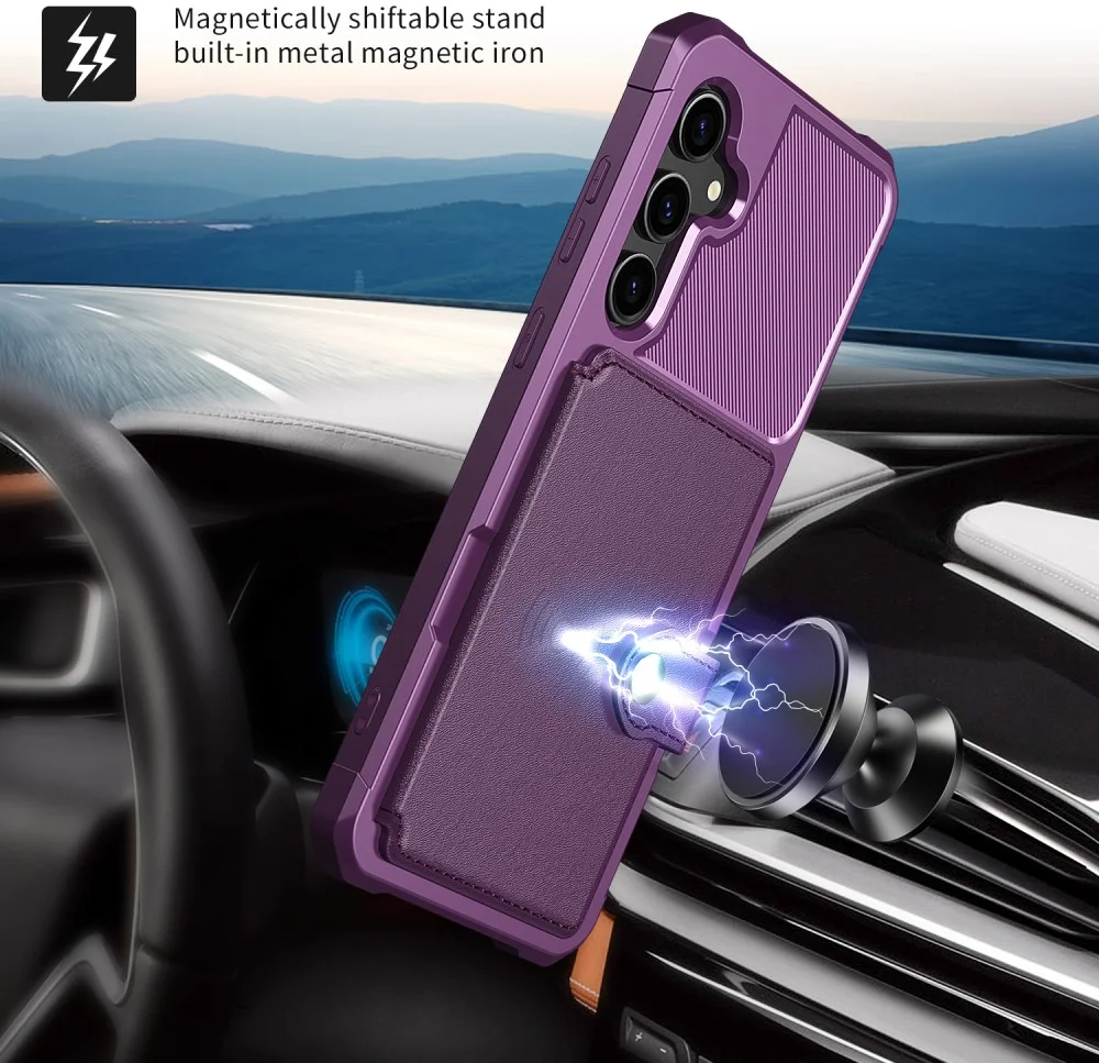 HappyCase 3 σε 1 - Θήκη Σιλικόνης με Ενσωματωμένο PU Πορτοφόλι - Samsung Galaxy S23 FE - Purple (8719246420788)