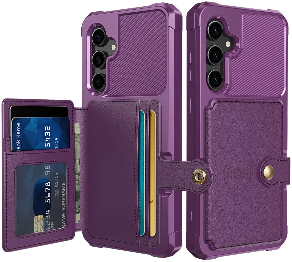HappyCase 3 σε 1 - Θήκη Σιλικόνης με Ενσωματωμένο PU Πορτοφόλι - Samsung Galaxy S23 FE - Purple (8719246420788)