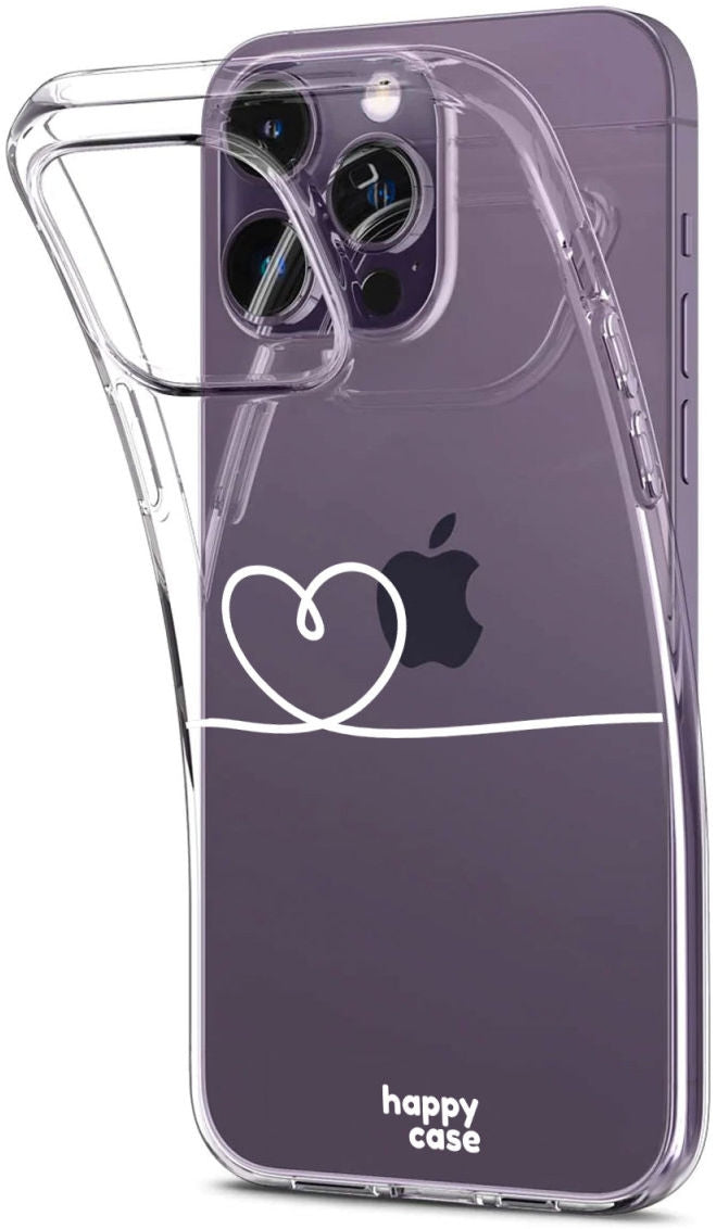 HappyCase Διάφανη Θήκη Σιλικόνης Apple iPhone 14 Pro - Heart Print (8719246373244)