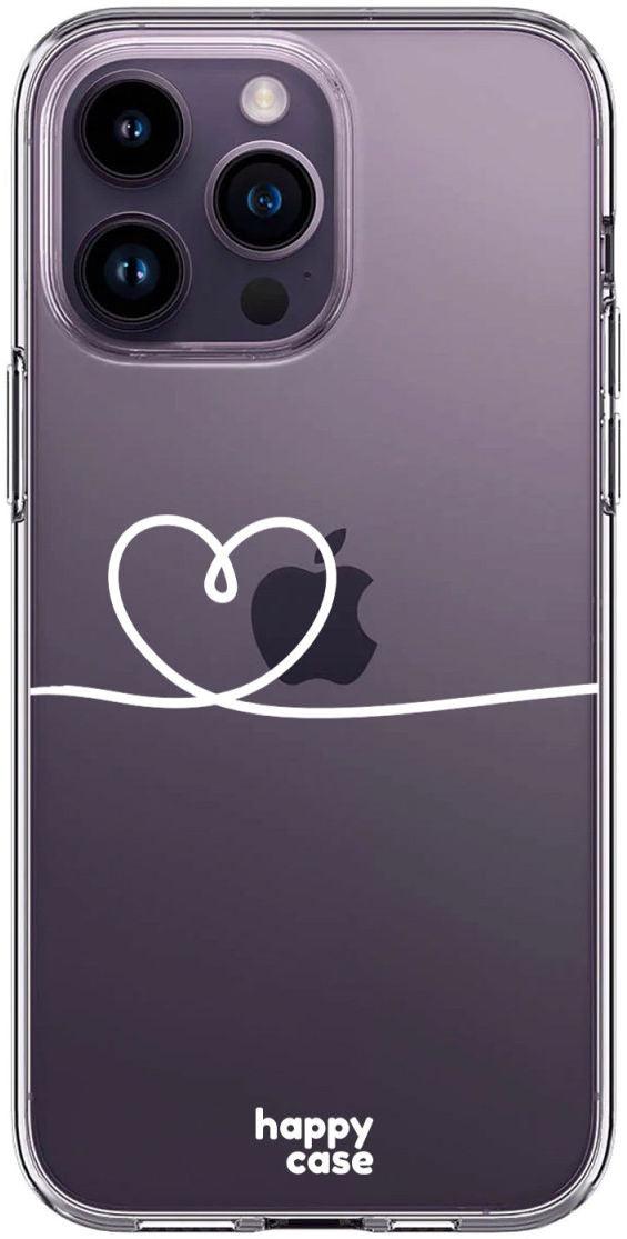 HappyCase Διάφανη Θήκη Σιλικόνης Apple iPhone 14 Pro - Heart Print (8719246373244)
