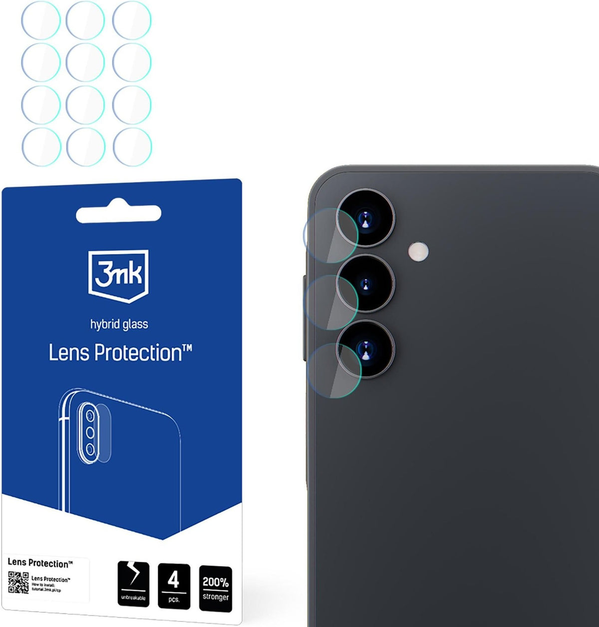 Hybrid Glass Samsung Galaxy A16 3MK Lens Protector Αντιχαρακτικό Υβριδικό Προστατευτικό για Φακό Κάμερας 4 Τεμάχια (590310861