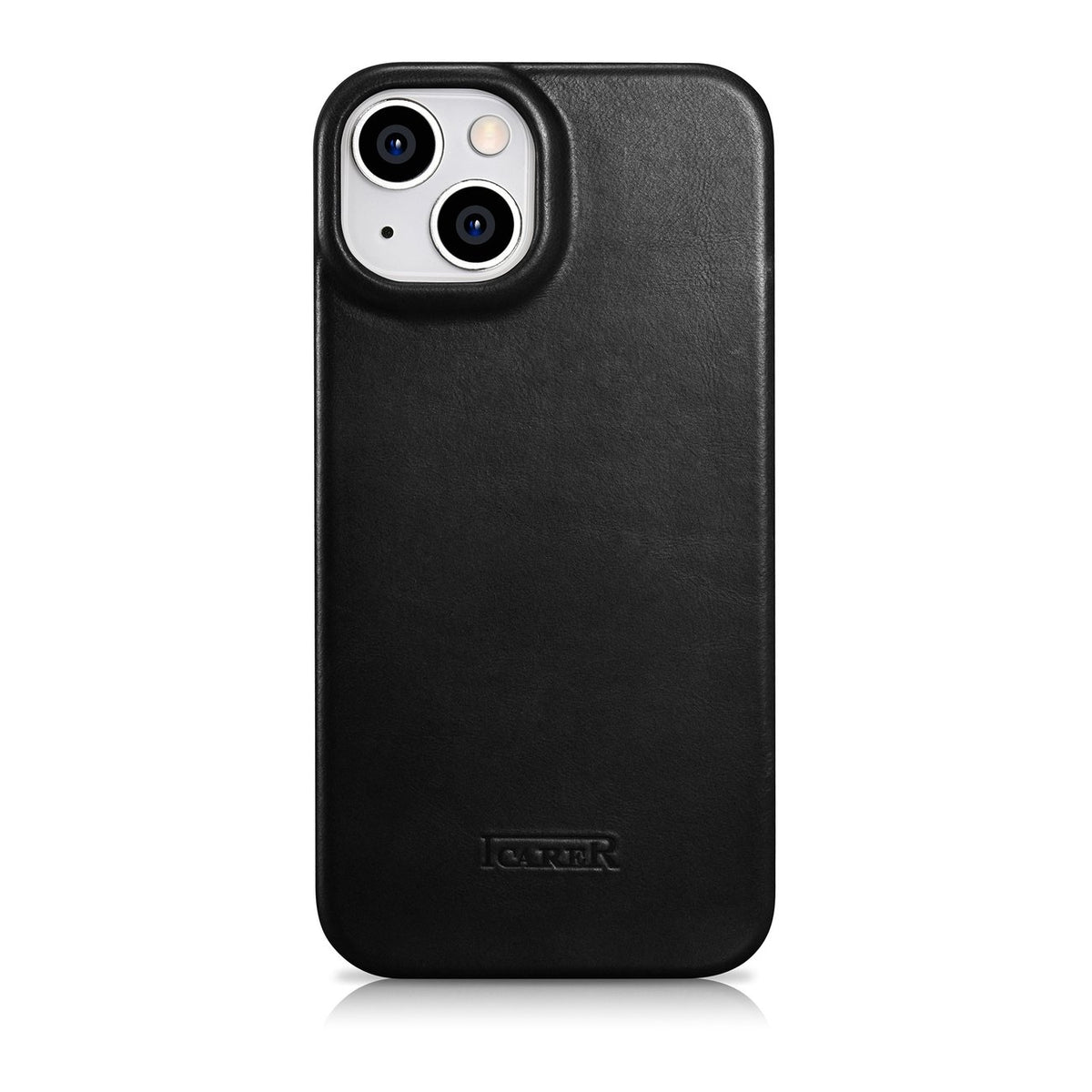 iCarer Curved Edge Oil Wax Leather Folio - Δερμάτινη MagSafe Flip Θήκη-Πορτοφόλι - Apple iPhone 14 Plus - Black (AKI14220707-