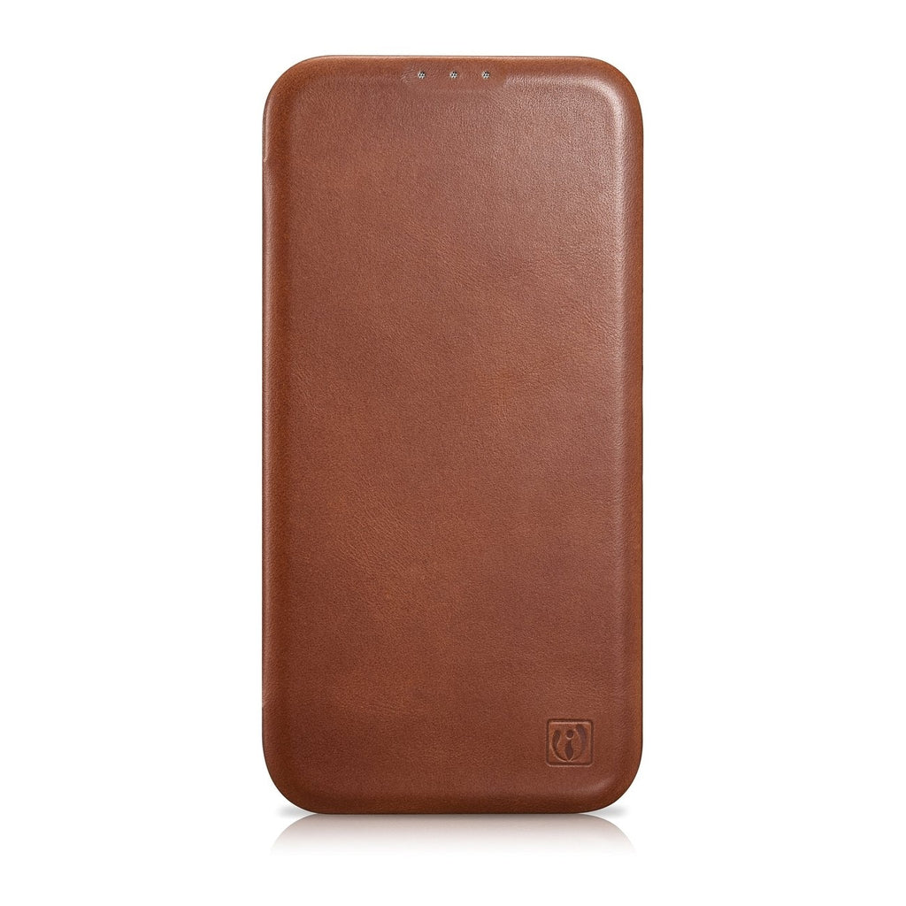 iCarer Curved Edge Oil Wax Leather Folio - Δερμάτινη MagSafe Flip Θήκη-Πορτοφόλι - Apple iPhone 14 Plus - Brown (AKI14220707-