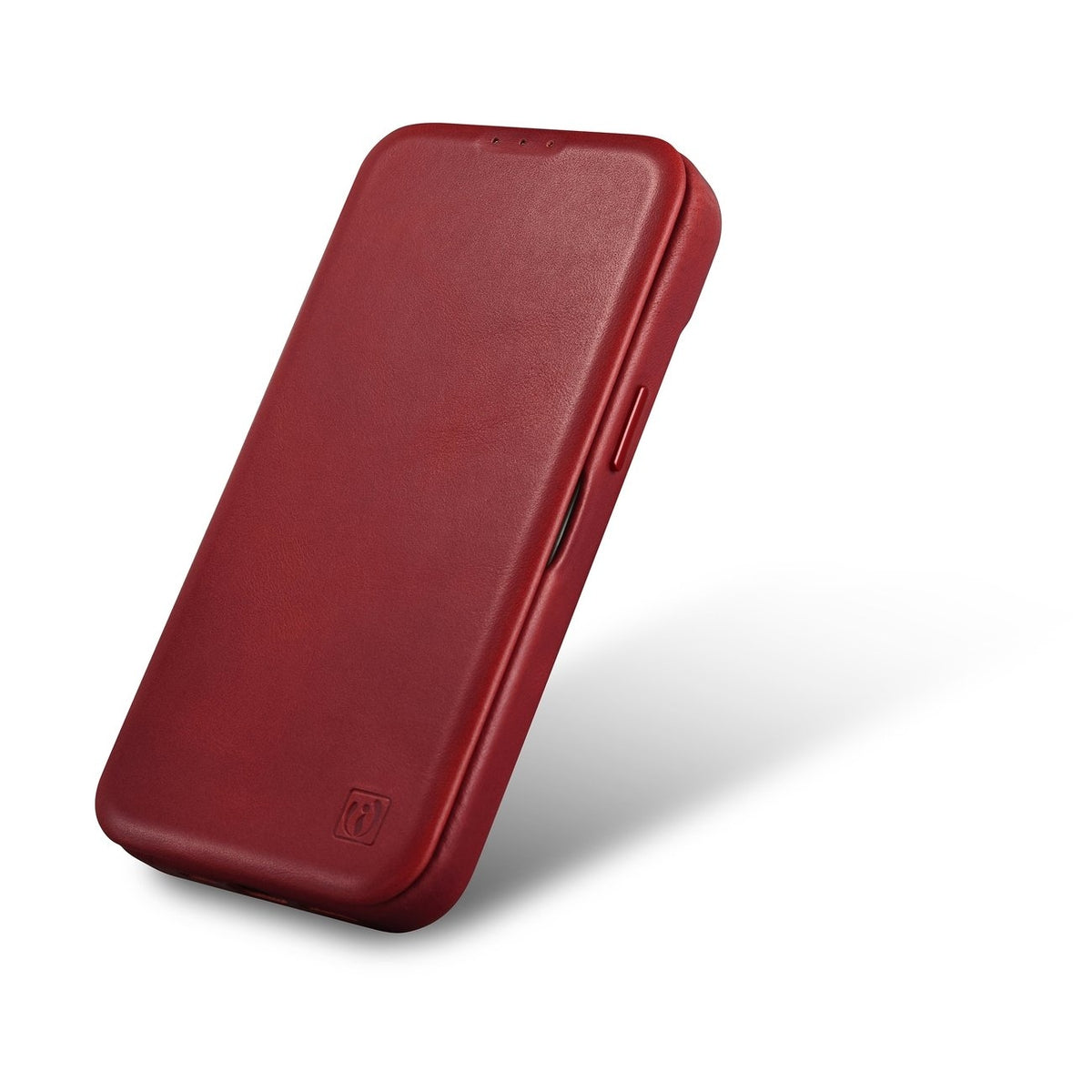 iCarer Curved Edge Oil Wax Leather Folio - Δερμάτινη MagSafe Flip Θήκη-Πορτοφόλι - Apple iPhone 14 Plus - Red (AKI14220707-RD