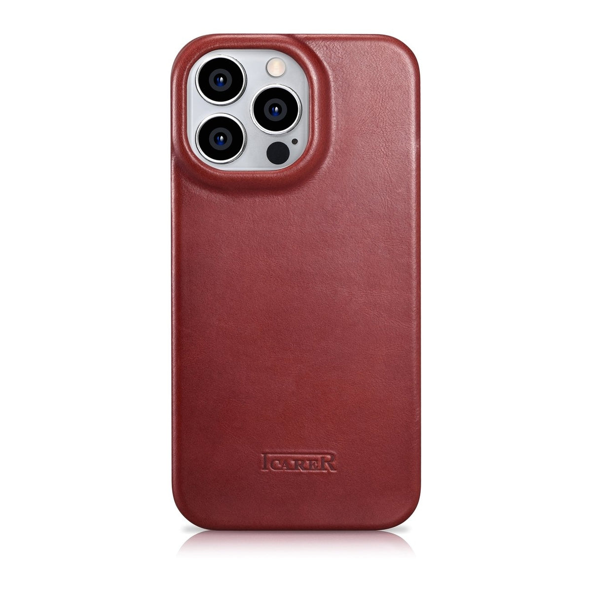 iCarer Curved Edge Oil Wax Leather Folio - Δερμάτινη MagSafe Flip Θήκη-Πορτοφόλι - Apple iPhone 14 Pro Max - Red (AKI14220708