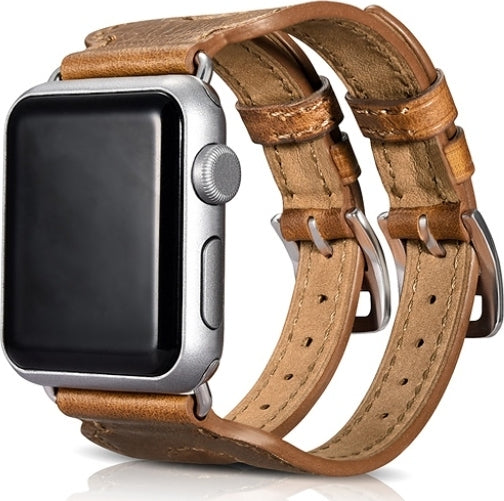 iCarer Double Buckle Cuff Watch Band - Δερμάτινο Λουράκι Apple Watch SE/11/10/9/8/7/6/5/4 (42/41/40mm) - Brown (RIW113)