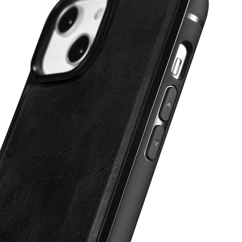iCarer Oil Wax Leather Cover - Δερμάτινη Θήκη με TPU Bumper - Apple iPhone 14 Pro - Black (WMI14220718-BK)