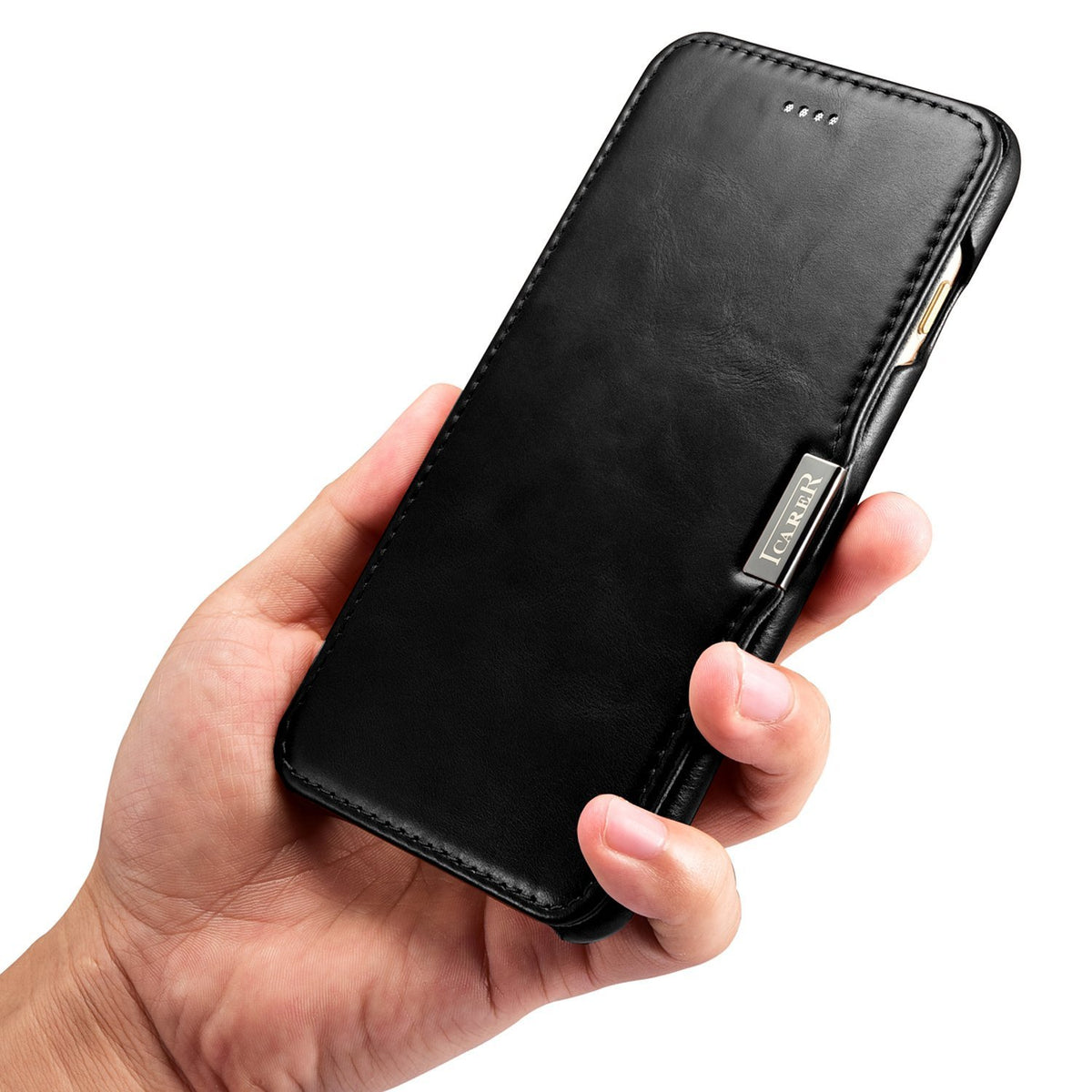 iCarer Vintage Series Side-Open Δερμάτινη Θήκη Apple iPhone SE 2022 / 2020 / 8 / 7 - Black (RIP702BL)