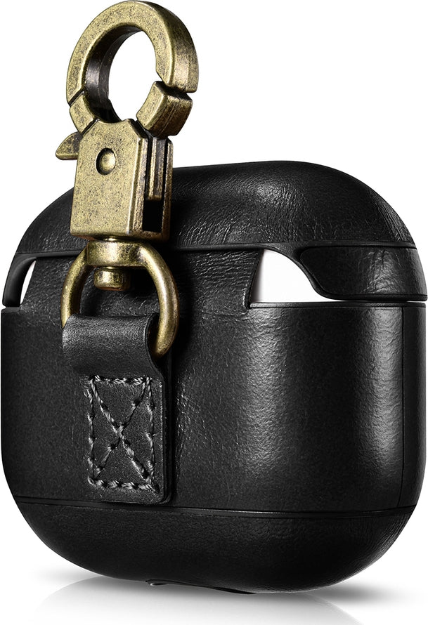 iCarer Vintage Δερμάτινη Θήκη με Γάντζο για Apple AirPods 3rd Gen - Black (IAP057-BK)