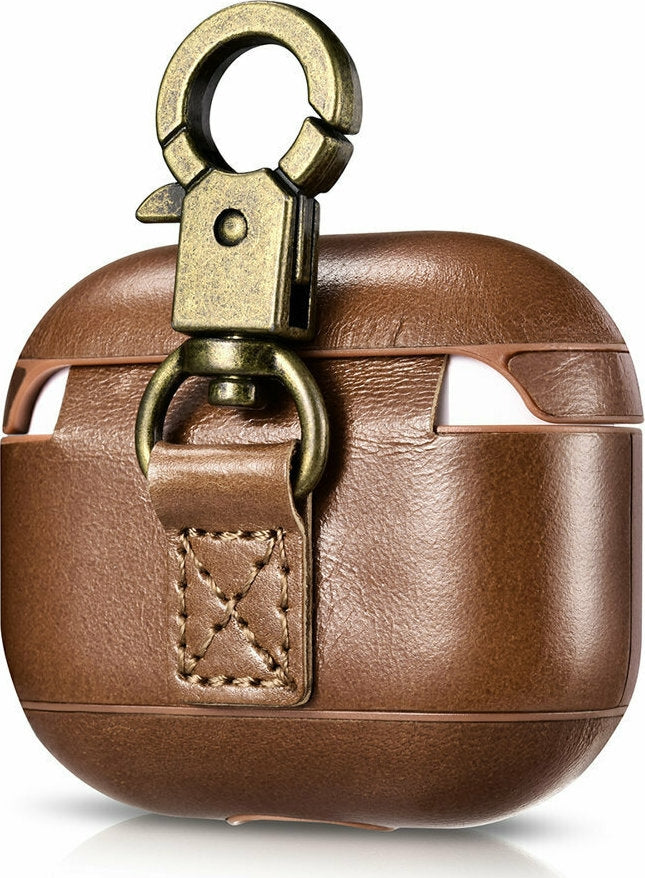 iCarer Vintage Δερμάτινη Θήκη με Γάντζο για Apple AirPods 3rd Gen - Brown (IAP057-BN)