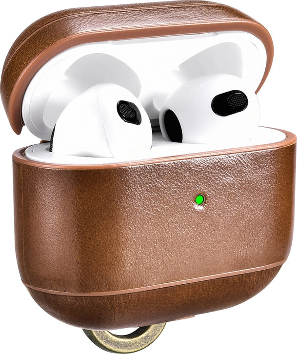 iCarer Vintage Δερμάτινη Θήκη με Γάντζο για Apple AirPods 3rd Gen - Brown (IAP057-BN)