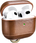 iCarer Vintage Δερμάτινη Θήκη με Γάντζο για Apple AirPods 3rd Gen - Brown (IAP057-BN)