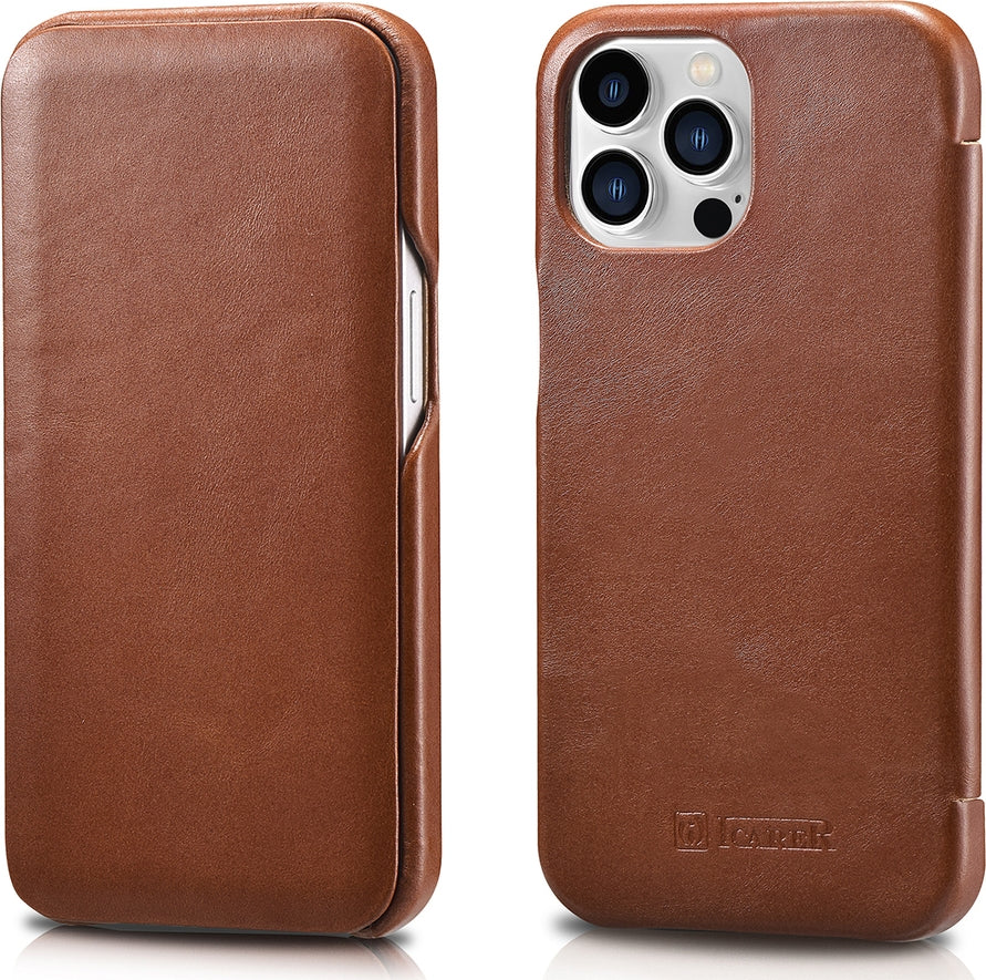 iCarer Vintage Series Curved Edge - Δερμάτινη Θήκη Apple iPhone 13 Pro Max - Brown (RIX1304-BN)