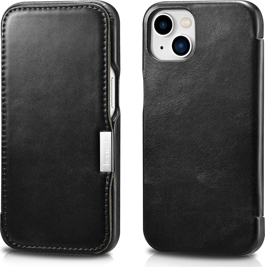 iCarer Vintage Series Side-Open Δερμάτινη Θήκη Apple iPhone 13 - Black (RIX1306-BK)