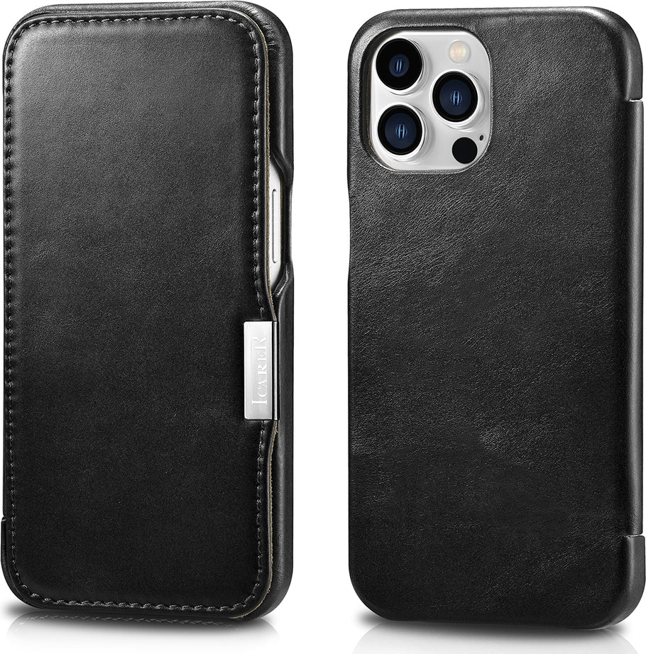 iCarer Vintage Series Side-Open Δερμάτινη Θήκη Apple iPhone 13 Pro Max - Black (RIX1308-BK)