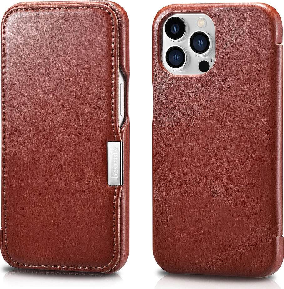 iCarer Vintage Series Side-Open Δερμάτινη Θήκη Apple iPhone 13 Pro Max - Red (RIX1308-RD)