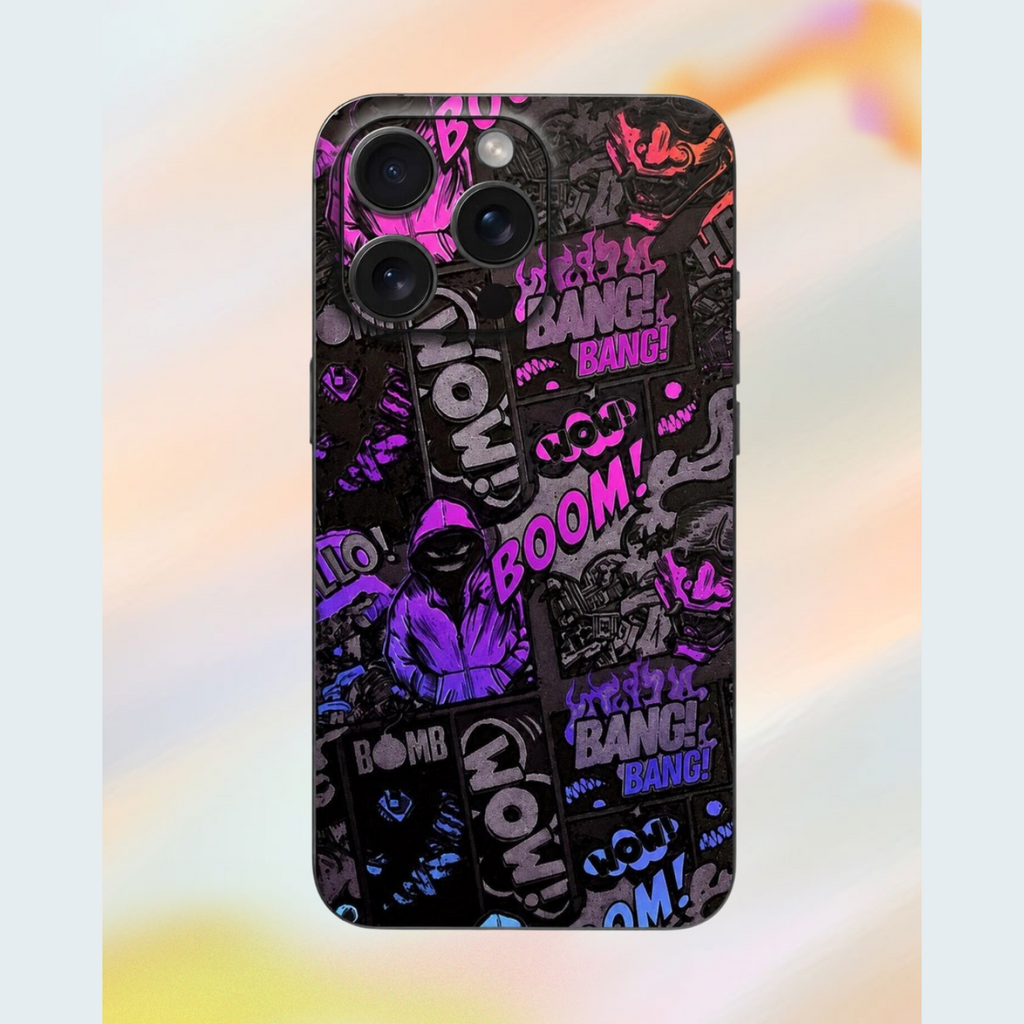 Αυτοκόλλητο Skin Προστασίας Πλάτης iPhone 15 Pro Max Gams Premium Vinyl Skin Back Plate - 3D Neonbomb (GAMS-VNL-SKIN-3DNB-001