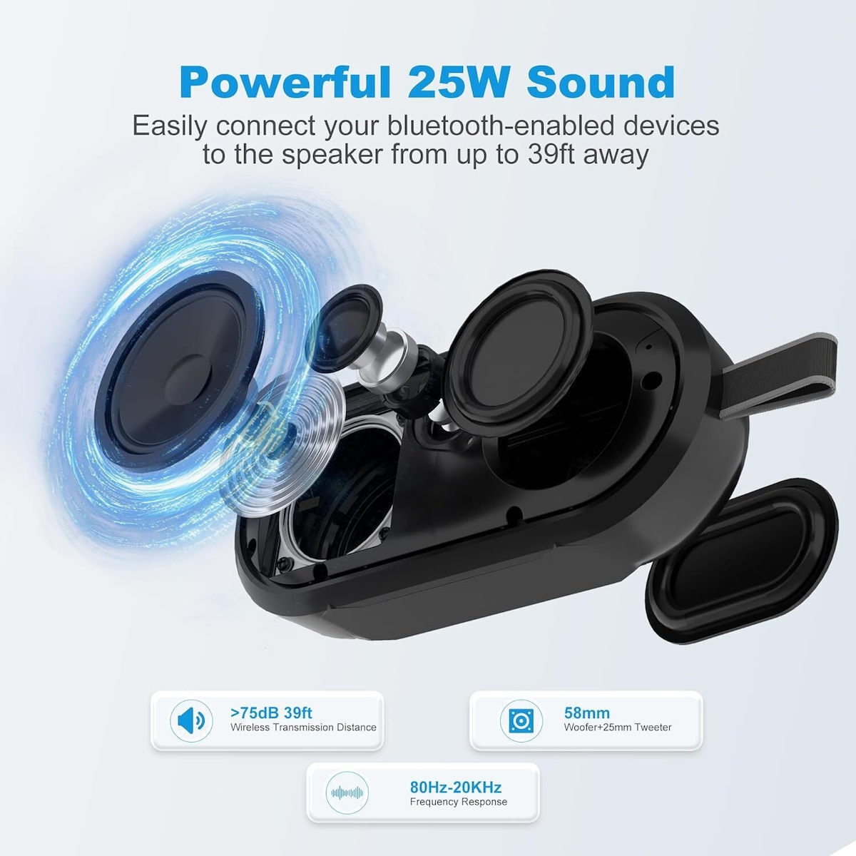 J-Brauv Flex Αδιάβροχο Ηχείο Bluetooth 40W Μαύρο