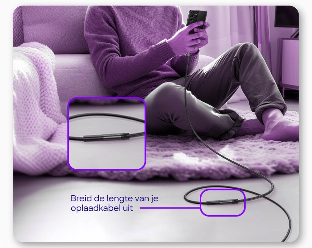 Καλώδιο Buddi Flex Extension Cable Επέκτασης Type-C (Male) σε Type-C (Female) 60W 200cm 5 Έτη Εγγύηση - Black (8719246459382)