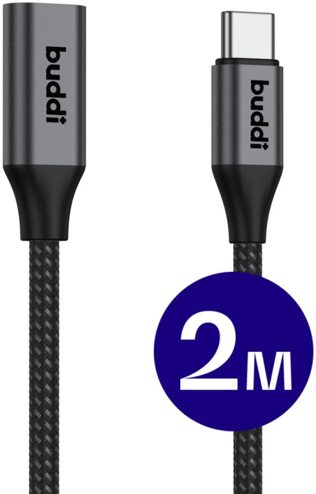 Καλώδιο Buddi Flex Extension Cable Επέκτασης Type-C (Male) σε Type-C (Female) 60W 200cm 5 Έτη Εγγύηση - Black (8719246459382)
