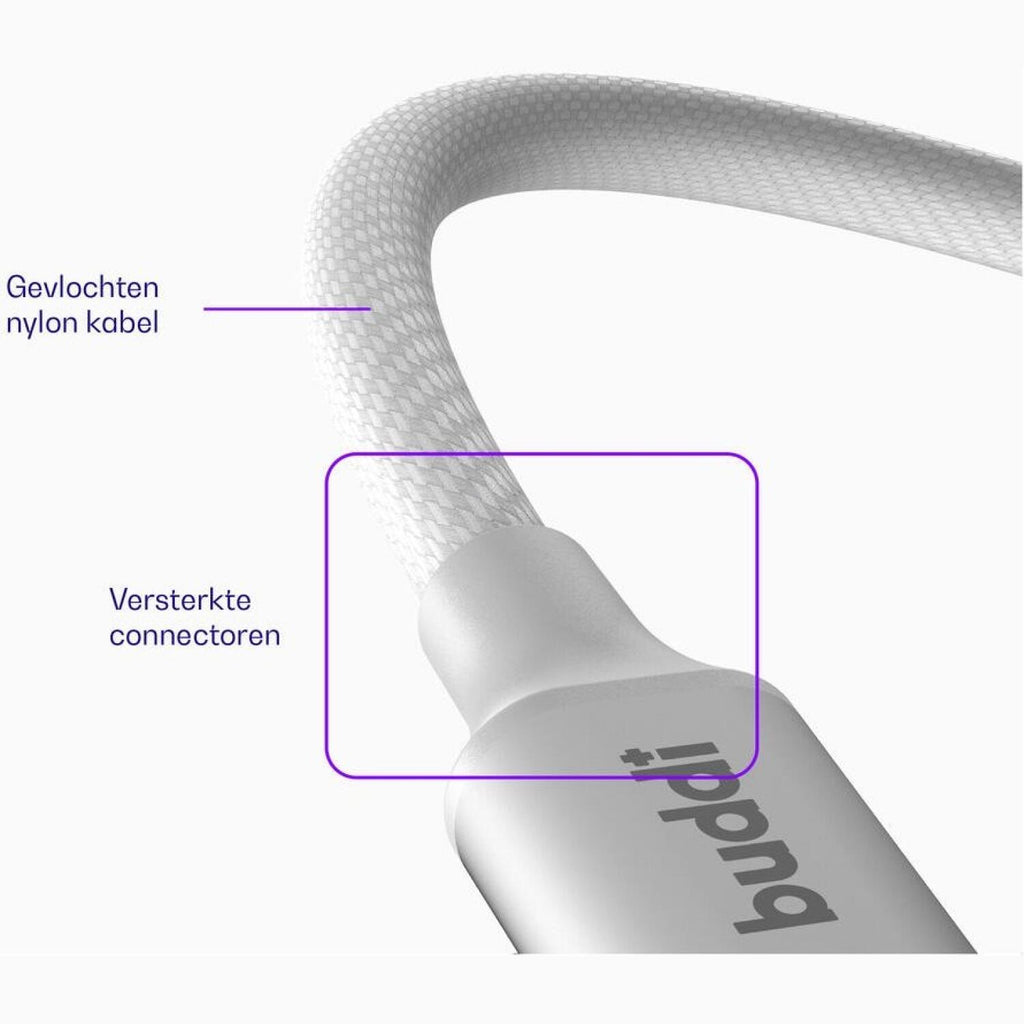 Καλώδιο Buddi Flex Φόρτισης & Μεταφοράς Δεδομένων USB-A σε Lightning 200cm 12W 5 Έτη Εγγύηση - White (8719246497469)