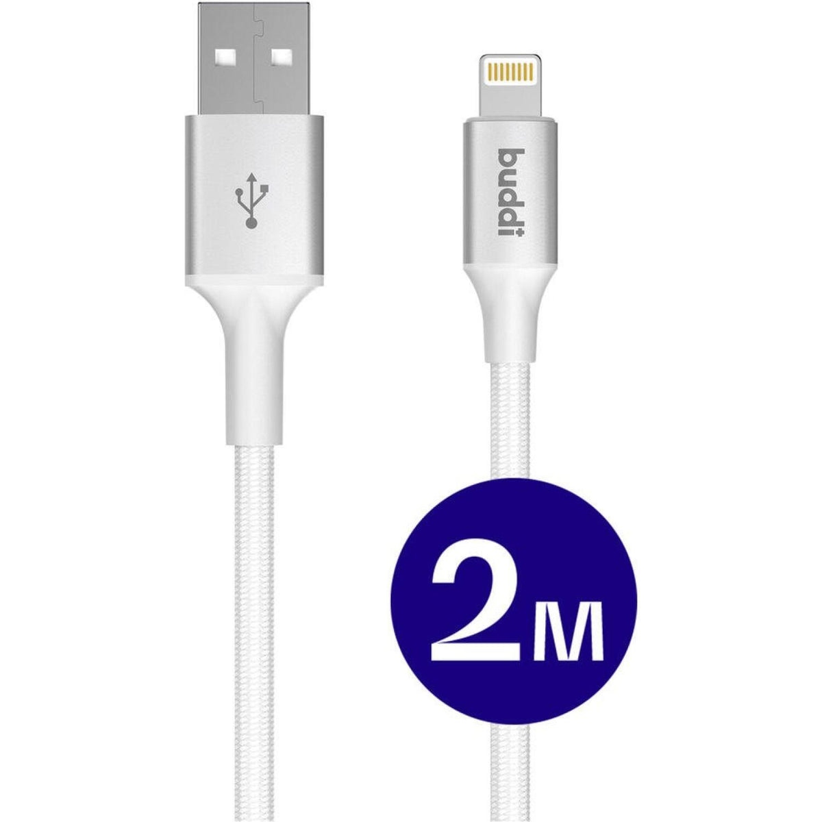 Καλώδιο Buddi Flex Φόρτισης & Μεταφοράς Δεδομένων USB-A σε Lightning 200cm 12W 5 Έτη Εγγύηση - White (8719246497469)