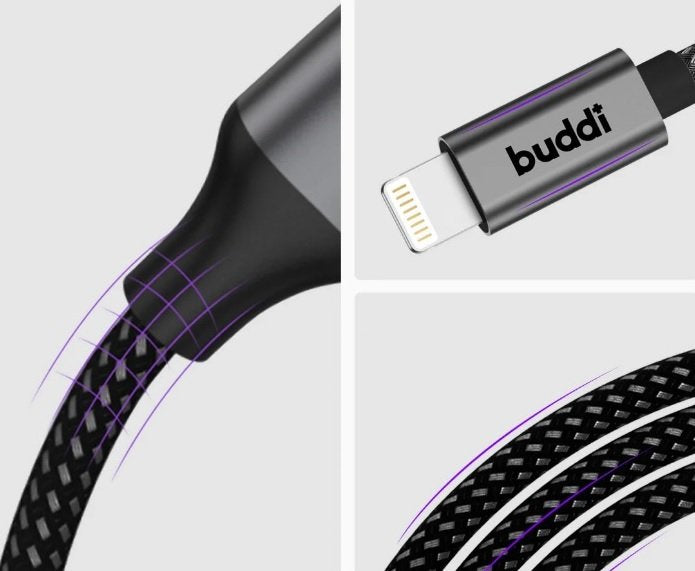 Καλώδιο Ήχου Buddi Ease Lightning (Male) σε AUX Jack 3.5mm (Male) με DAC Τσιπ 100cm 5 Έτη Εγγύηση - Black (8719246459672)