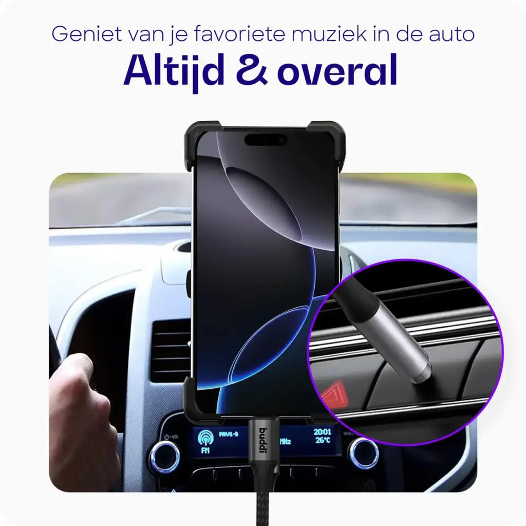 Καλώδιο Ήχου Buddi Flex Lightning (Male) σε AUX Jack 3.5mm (Male) με DAC Τσιπ 300cm 5 Έτη Εγγύηση - Black (8719246551765)