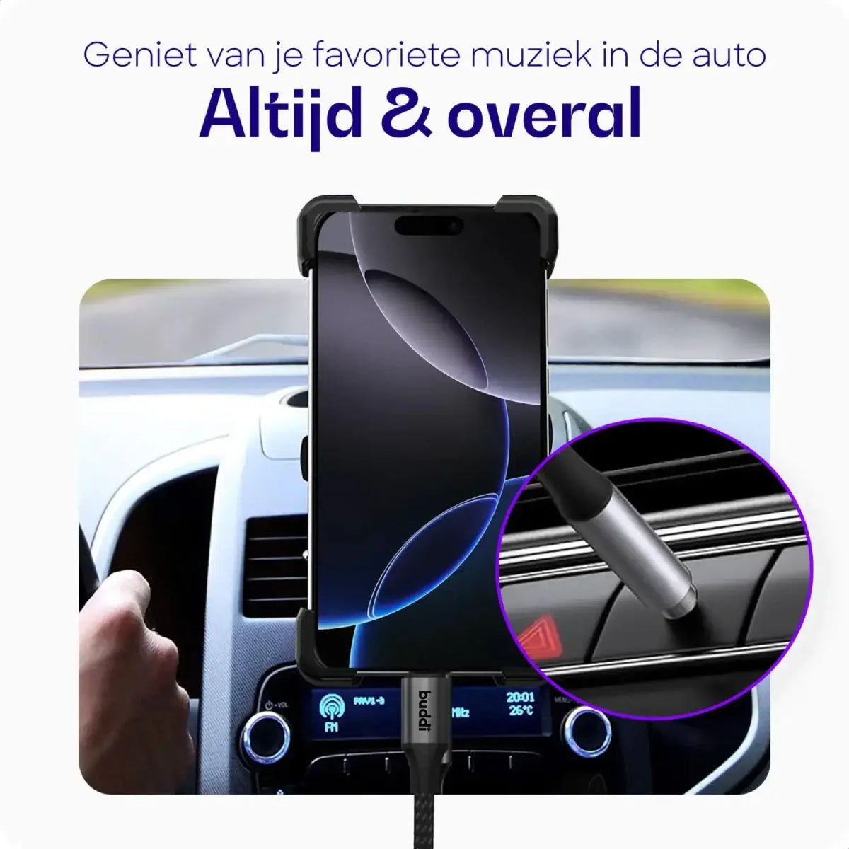 Καλώδιο Ήχου Buddi Flex Lightning (Male) σε AUX Jack 3.5mm (Male) με DAC Τσιπ 300cm 5 Έτη Εγγύηση - Black (8719246551765)