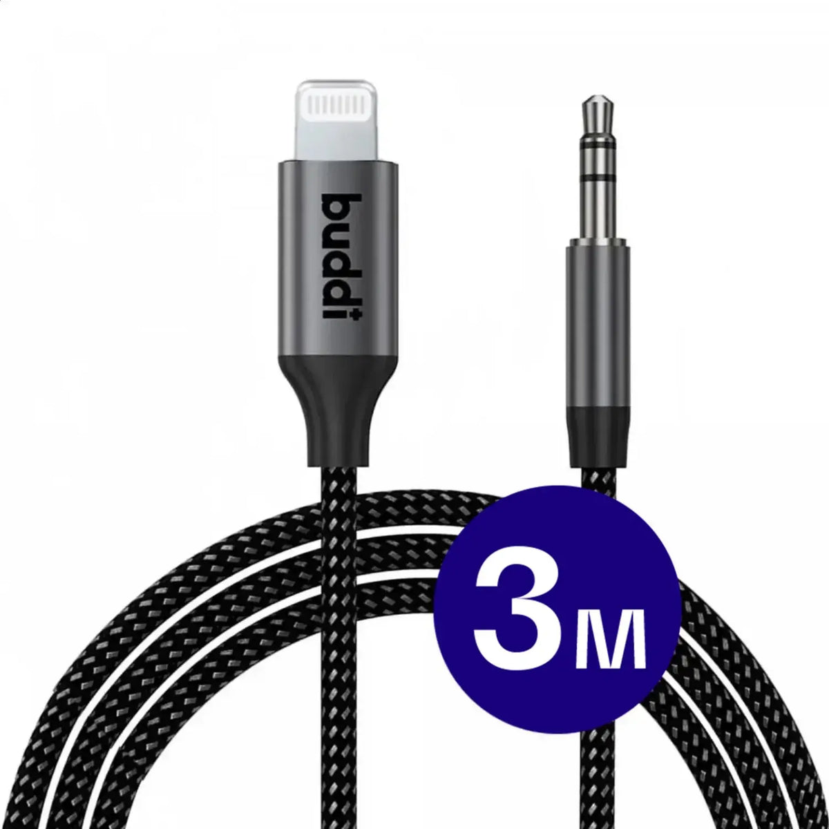 Καλώδιο Ήχου Buddi Flex Lightning (Male) σε AUX Jack 3.5mm (Male) με DAC Τσιπ 300cm 5 Έτη Εγγύηση - Black (8719246551765)