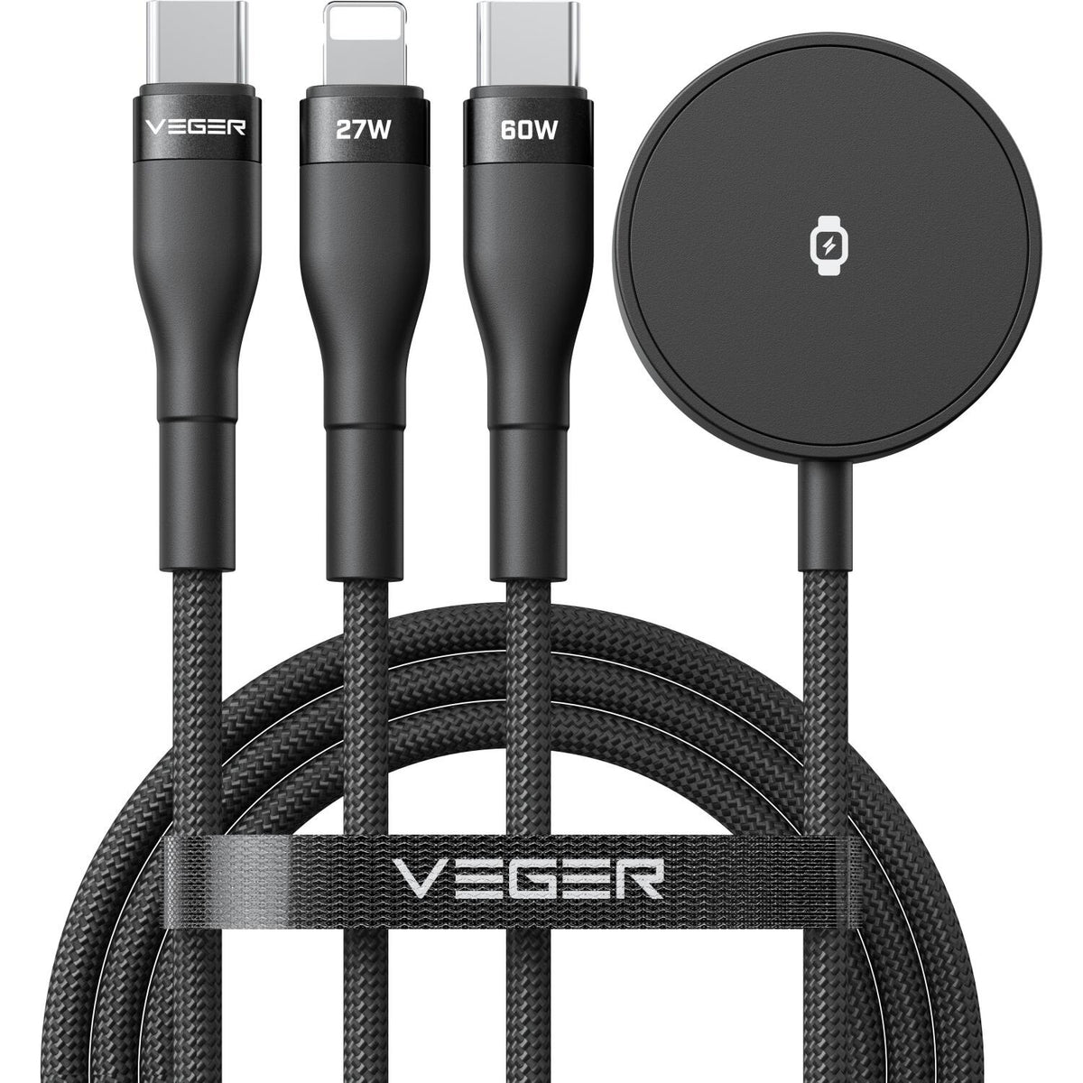Καλώδιο Type-C Veger V730 3 σε 1 Φόρτισης και Μεταφοράς Δεδομένων σε Type-C 60W / Lightning 27W / Φορτιστή Apple & Galaxy Wat