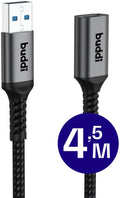 Καλώδιο Buddi Flex Extension Cable Επέκτασης USB-A (Male) σε USB-A (Female) 15W 450cm 5 Έτη Εγγύηση - Black (8719246459542)