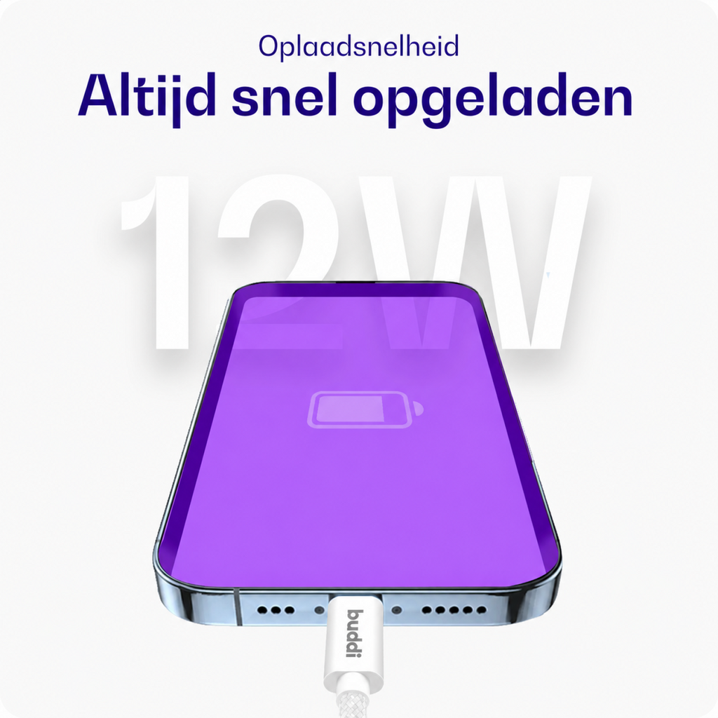 Καλώδιο USB-A Buddi Flex Φόρτισης & Μεταφοράς Δεδομένων σε Type-C 30cm 12W 5 Έτη Εγγύηση - White (8719246560279)