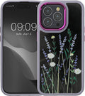 KWmobile Crystal Hard Case - Σκληρή Διάφανη Θήκη με TPU Bumper - Apple iPhone 14 Pro - Flower Straws / Lavender / Green / Tra