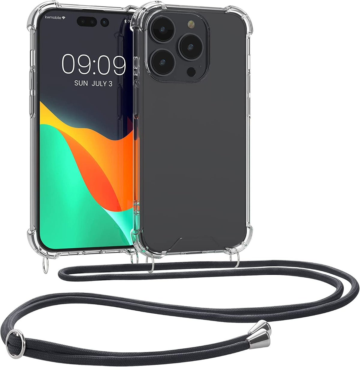 KWmobile Διάφανη Θήκη Σιλικόνης με Λουράκι Λαιμού - Apple iPhone 14 Pro - Transparent / Grey (59110.22)