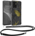 KWmobile Διάφανη Θήκη Σιλικόνης με Λουράκι Λαιμού - Xiaomi Redmi Note 12 4G - Palm Leaves / Yellow / Grey / Transparent (6117