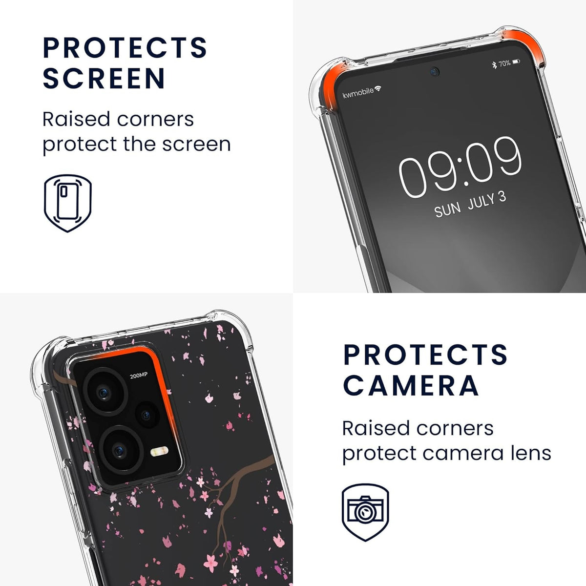 KWmobile Διάφανη Θήκη Σιλικόνης με Λουράκι Λαιμού - Xiaomi Redmi Note 12 Pro Plus - Cherry Blossoms / Cherry Petals / Pink / 