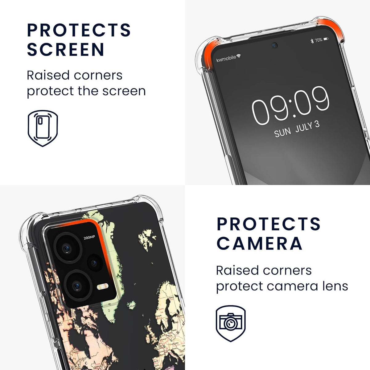 KWmobile Διάφανη Θήκη Σιλικόνης με Λουράκι Λαιμού - Xiaomi Redmi Note 12 Pro Plus - Travel / Black / Multicolor / Transparent