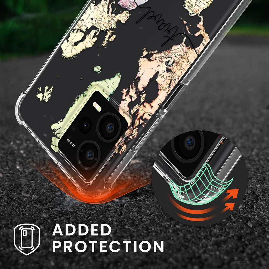 KWmobile Διάφανη Θήκη Σιλικόνης με Λουράκι Λαιμού - Xiaomi Redmi Note 12 Pro Plus - Travel / Black / Multicolor / Transparent