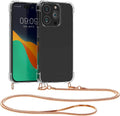 KWmobile Διάφανη Θήκη Σιλικόνης με Μεταλλικό Λουράκι Λαιμού Apple iPhone 14 Pro - Transparent / Rose Gold (59104.81)