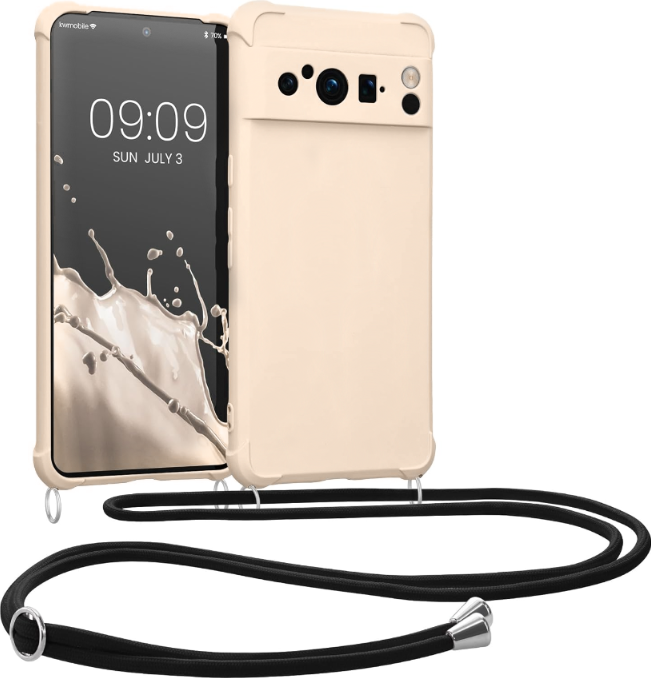 KWmobile Matte Θήκη Σιλικόνης με Λουράκι Λαιμού Google Pixel 8 Pro - Cream (61868.16)