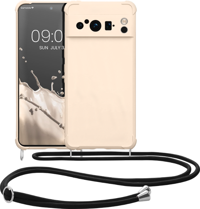 KWmobile Matte Θήκη Σιλικόνης με Λουράκι Λαιμού Google Pixel 8 Pro - Cream (61868.16)