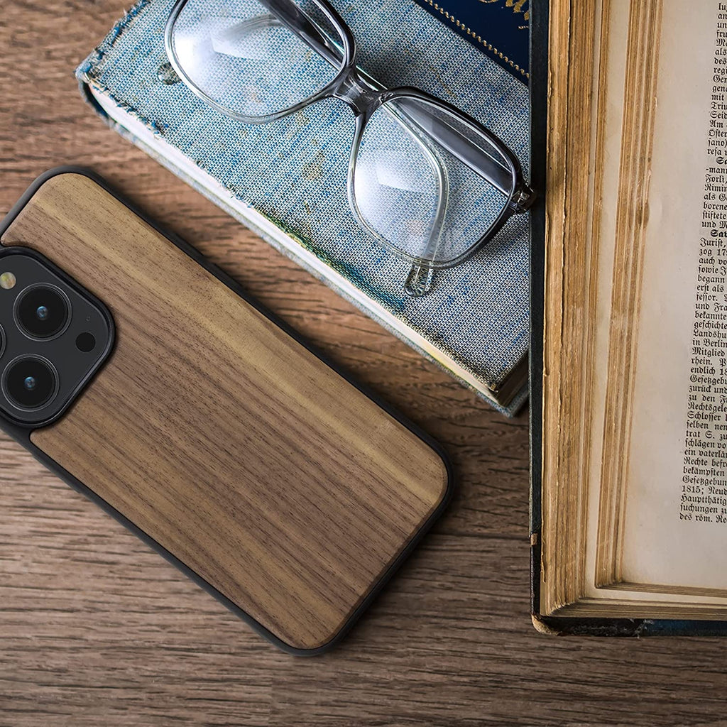 KWmobile Σκληρή Ξύλινη Θήκη με TPU Bumper - Apple iPhone 14 Pro - Dark Brown / Walnut (59122.18)