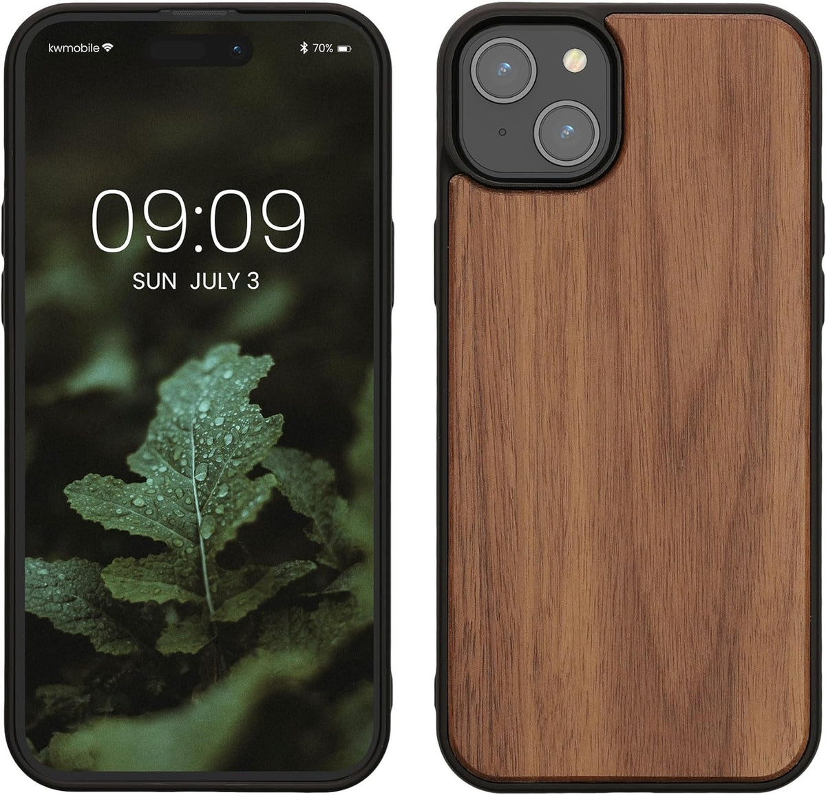 KWmobile Σκληρή Ξύλινη Θήκη με TPU Bumper - Apple iPhone 15 Plus - Walnut / Dark Brown (62008.18)