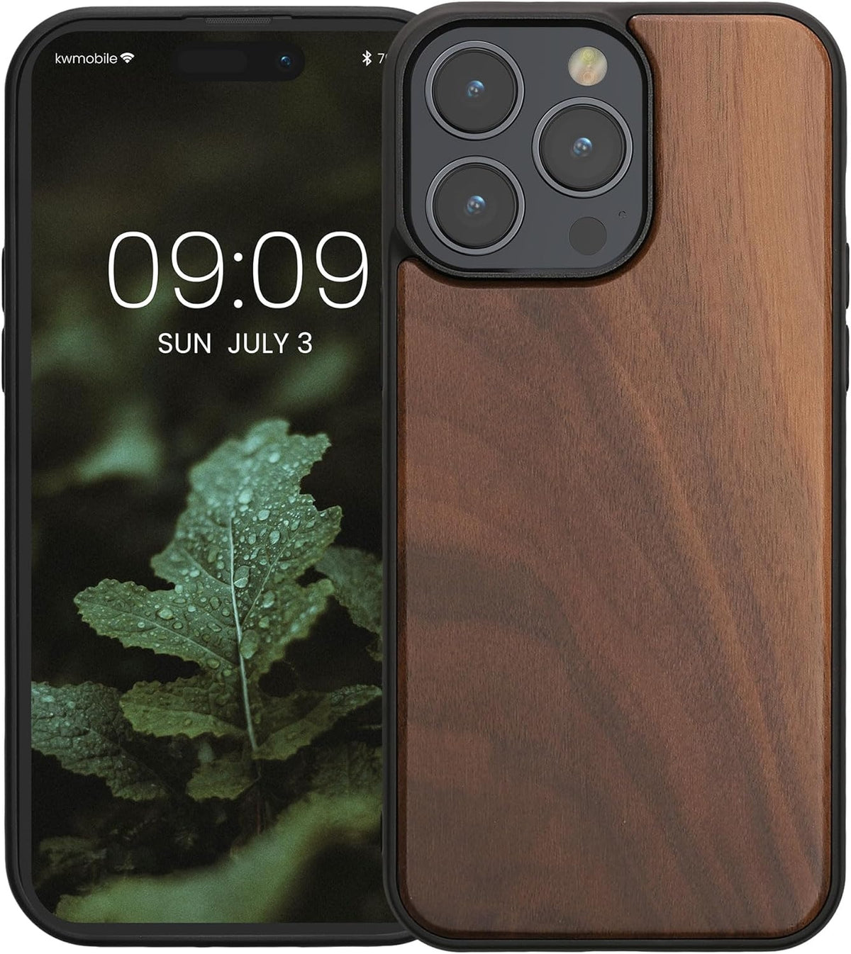 KWmobile Σκληρή Ξύλινη Θήκη με TPU Bumper - Apple iPhone 15 Pro Max - Walnut / Dark Brown (62010.18)